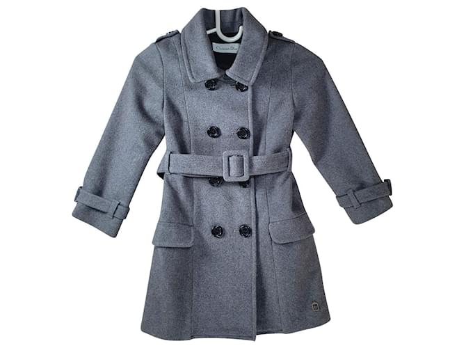 Christian Dior Girl Coats outerwear Grey Wool Polyamide  ref.791424