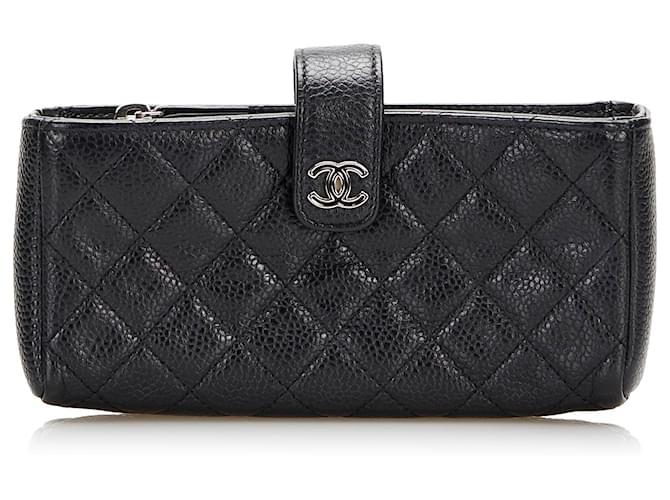 Chanel Black CC Timeless Quilted Mini Phone Holder Leather ref.791456 -  Joli Closet