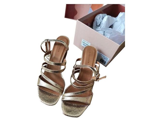 Autre Marque Rivecour 653 Sandalen aus Leder goldfarben Größe 38
