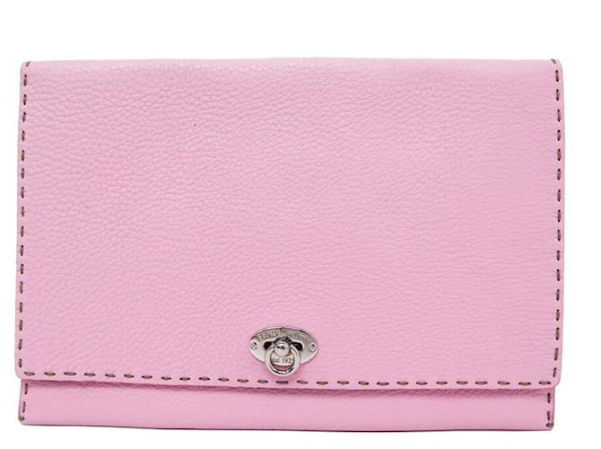 NEW FENDI SELLERIA HAND POUCH BAG 8N0104 PINK LEATHER POUCH CLUTCH  ref.791487