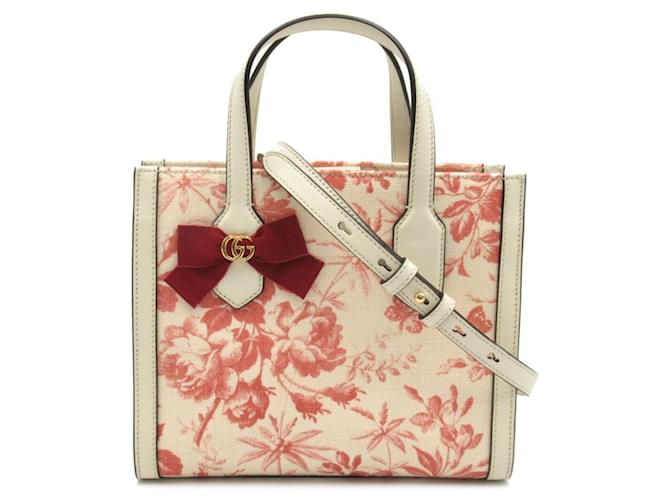 Gucci GG Ribbon Canvas Herbarium Handbag White Cloth  ref.791580