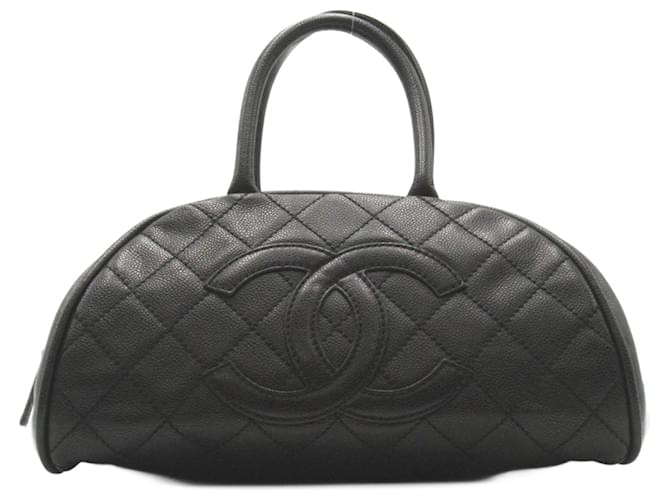 Chanel Black Caviar Leather Bowling Bag  Leather bowling bag, Bowling  bags, Black caviar