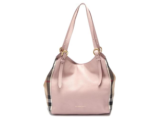 Burberry House Check Derby Leather Canterbury Tote Pink Pony-style calfskin   - Joli Closet