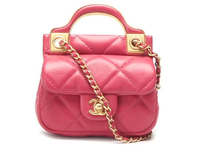 Chanel CC Quilted Flap Card Holder with Chain Pink Leather  ref.791753