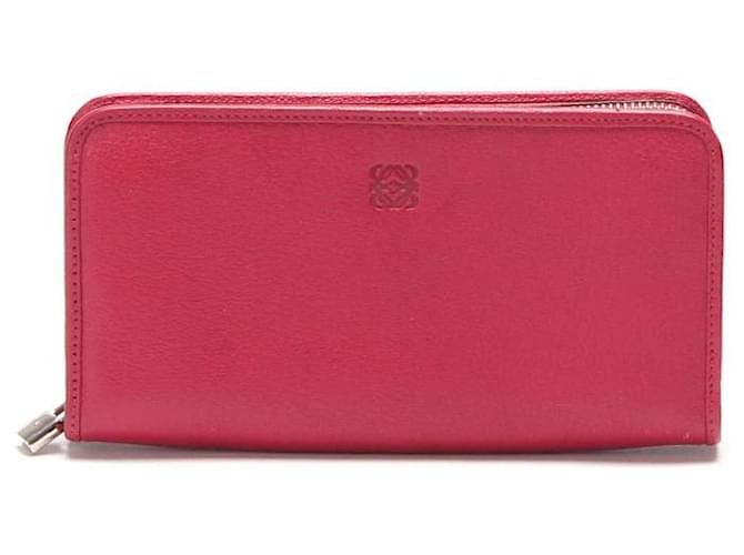 Loewe Leather Amazona Zip Around Wallet Leather Long Wallet in Excellent condition Red  ref.791878