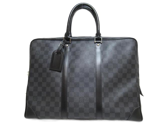 Louis Vuitton Checkerboard Graphite Aktentasche Voyage N41125 Schwarz Leinwand  ref.791907