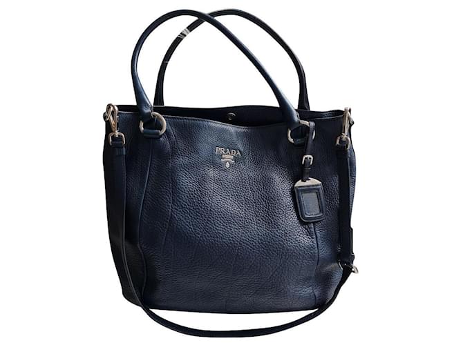 Prada Tote bidireccional Azul marino Piel de cordero  ref.791967