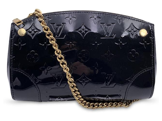 Louis Vuitton Monogram Vernis Santa Monica Clutch Shoulder Bag Black Leather  ref.792309 - Joli Closet
