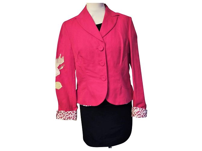 CHAQUETA KENZO SOLAR CON INSERCIÓN FLORAL T 40/42 Roja