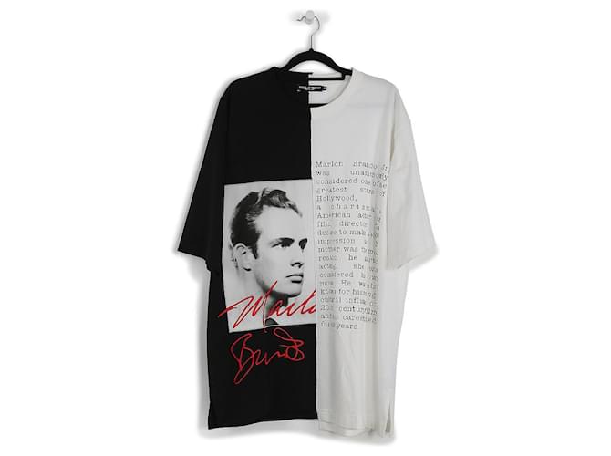 Dolce & Gabbana camiseta de algodón blanco y negro con bordado de Marlon Brando Multicolor  ref.792721