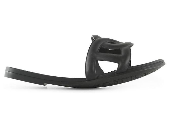 Hermès Hermes Black Rubber Aloha Sandals With "Chain D'Ancre" Motif