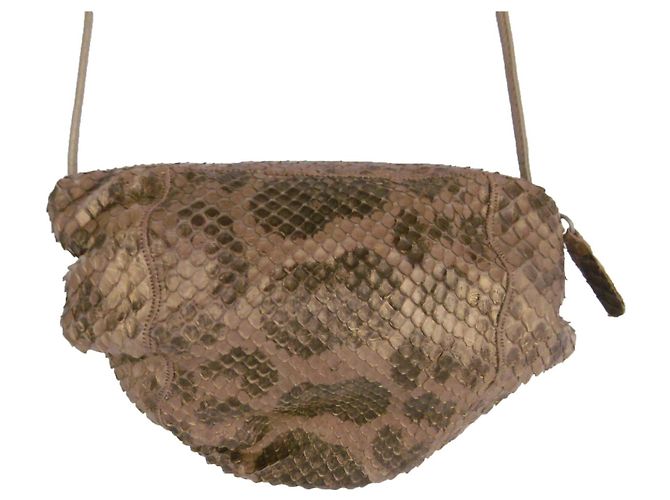Autre Marque Carlos Falchi Python-Umhängetasche Braun 