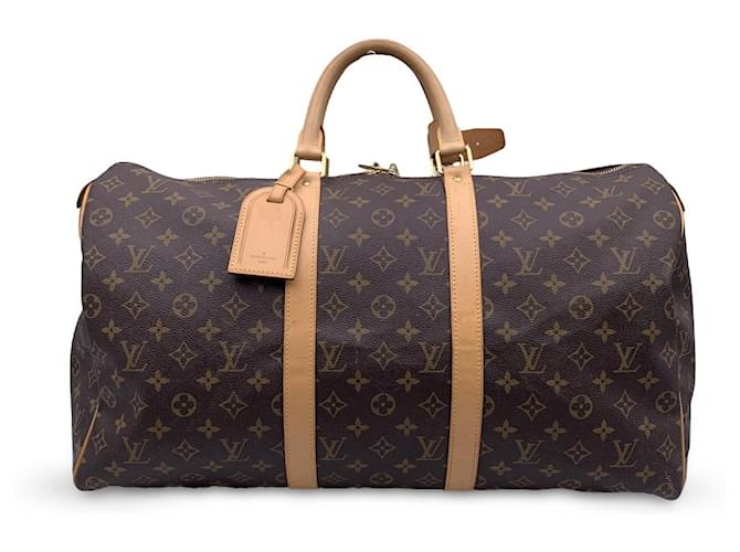 Louis Vuitton Keepall 50 Monogram Canvas Travel Bag Brown