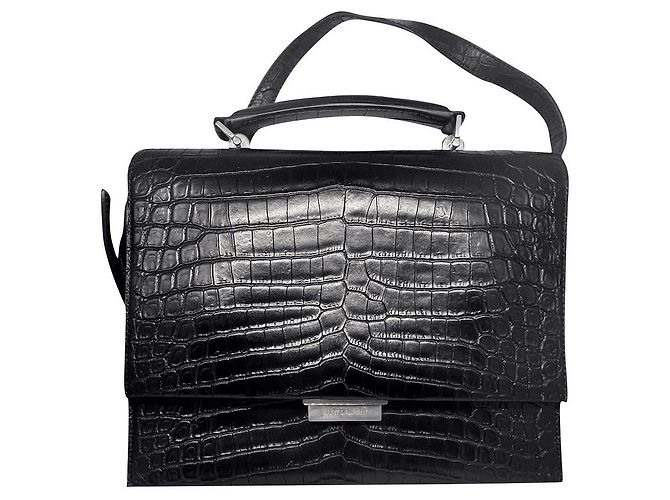 Bolsa Saint Laurent em couro de crocodilo preta Preto