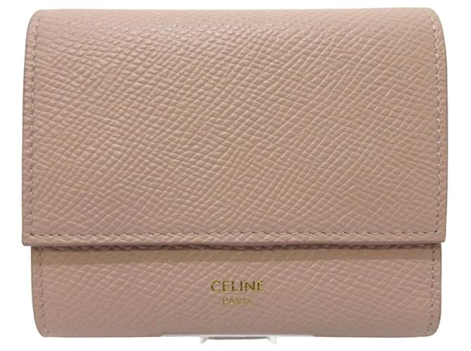Céline Tri-Fold Pink Leather  ref.793857