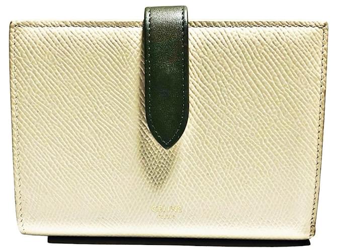 Céline Celine Medium Strap Wallet Beige Leather  ref.793858