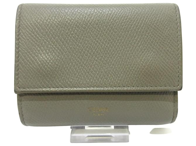 Céline Small Strap Wallet Green Leather  ref.793863