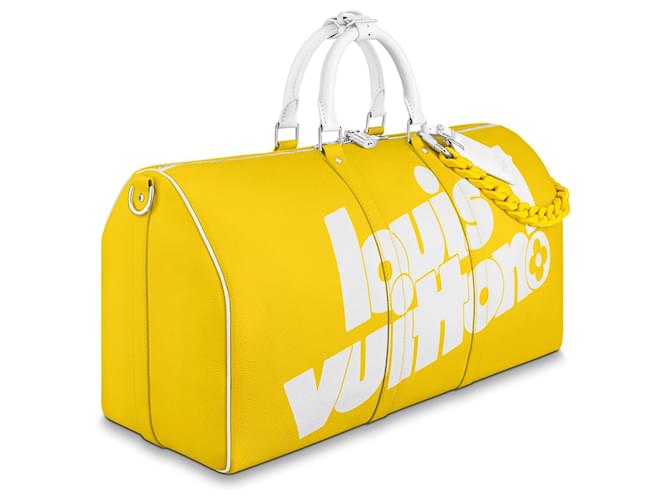 Louis Vuitton LV Keepall Bandouliere 50 Mit Kette Gelb Leder  ref.794057