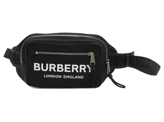 Bolsa de cintura com estampa de logotipo Burberry Preto Lona  ref.794179