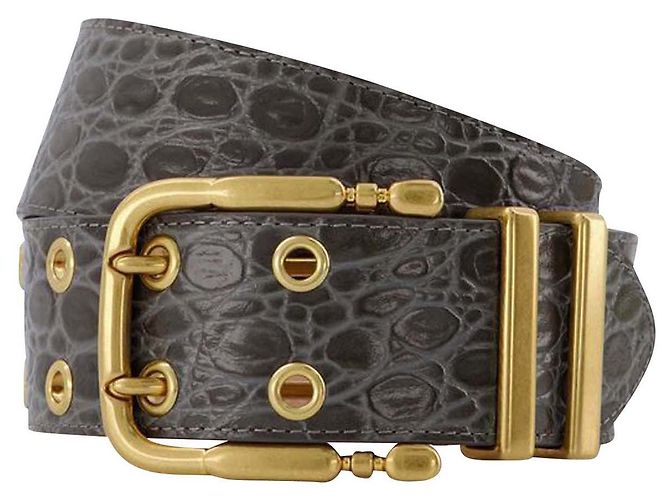 Duo-Gürtel - By Far - Grau - Croc-Leder