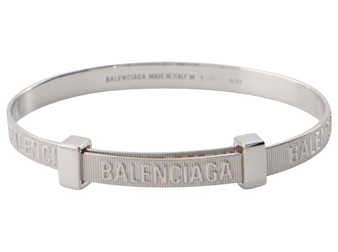 値下げ!!BALENCIAGA LogoHoopブレスレットスターリングシルバー