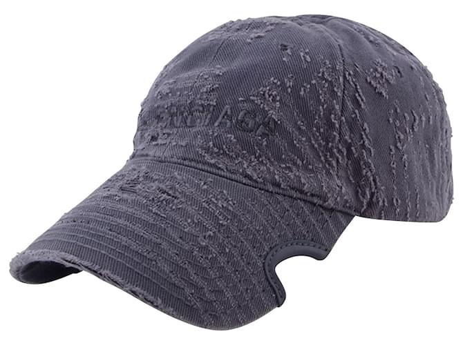 Notched Laser Hat - Balenciaga - Blue Delavé - Cotton ref.794284