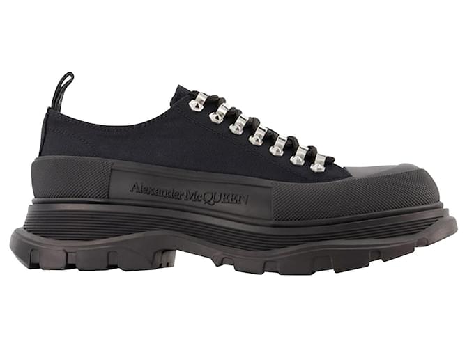 Tread Slick Sneakers - Alexander Mcqueen - Black/Silver - Canva Python print Cloth  ref.794543