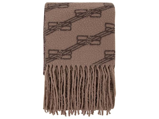 Sc All Over Blanket Scarf - Balenciaga -  Beige/Brown - Wool  ref.794676