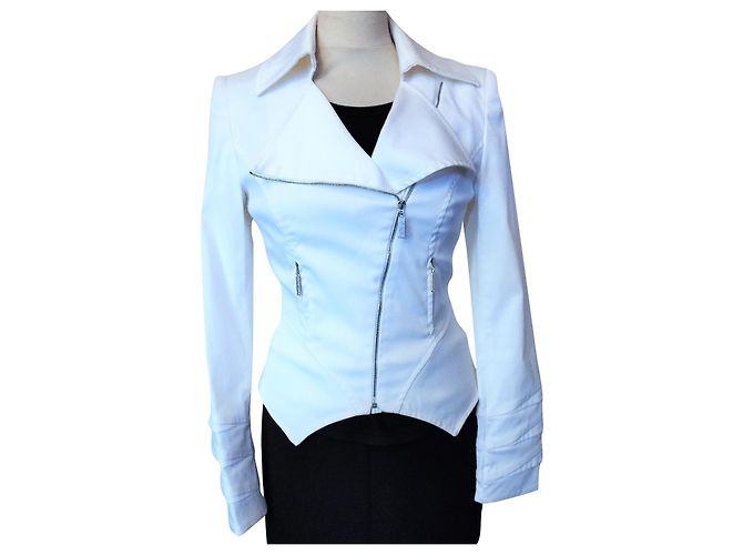 Thierry Mugler MUGLER EXCEPTIONAL JACKET GRAPHIC ARMS SERPENTINS BACK EIFFEL TOWER T36 White