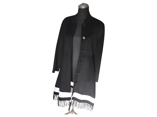 New Maje coat Black White Cotton Wool  ref.794766