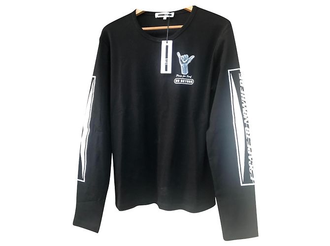 Maglietta a maniche lunghe nera Mcq in cotone 2XL Nero