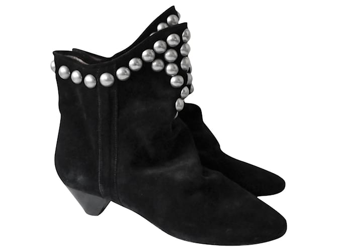 Bottes cloutees en velours Doey Isabel Marant Suede Noir ref.795179 Joli Closet