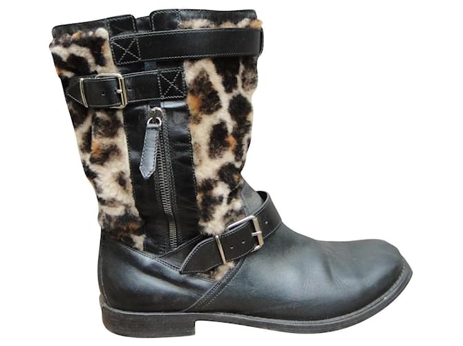 Burberry p ankle boots 40,5 Black Leather Faux fur  ref.795609
