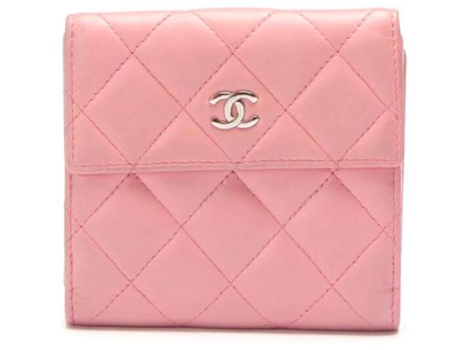 Chanel Leather Compact Wallet Pink Pony-style calfskin  ref.795664