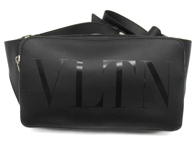 Bolsa de cintura de couro com logotipo Valentino Preto Bezerro-como bezerro  ref.795684