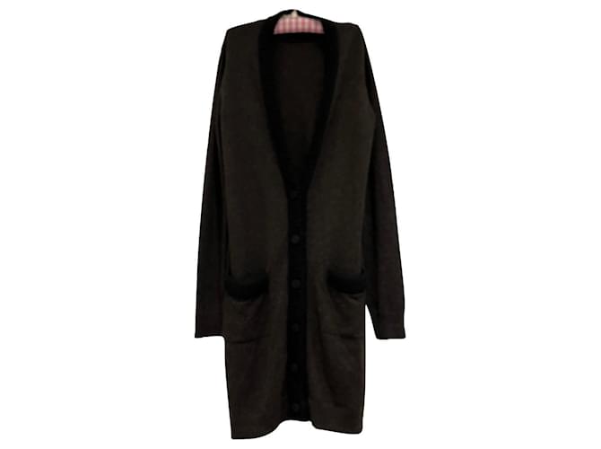 Lanvin casaco de lã longo Castanho escuro  ref.795845