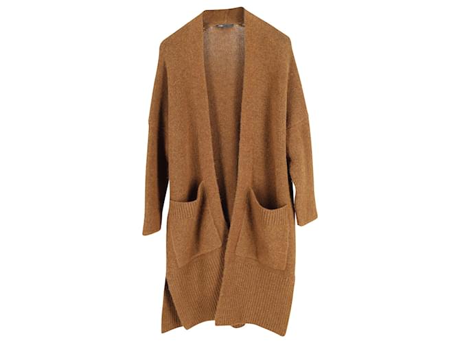 Maje Oversized Open-Front Cardigan in Brown Wool  ref.795853