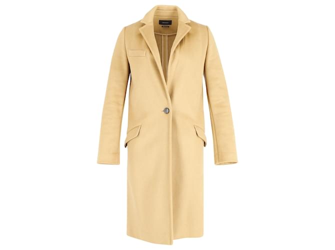 Isabel Marant Single Breasted Long Coat in Camel Wool Yellow  ref.795879