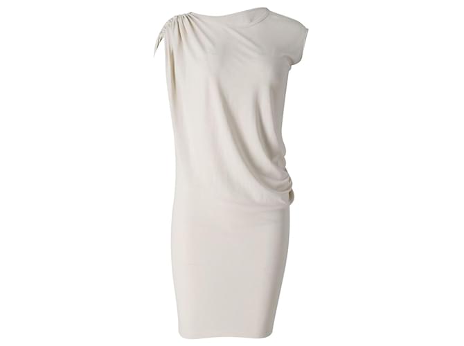 Lanvin One Shoulder Drape Dress in White Polyester  ref.795881