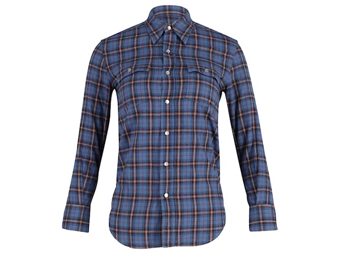 Saint Laurent Flannel Checked Button Front Shirt in Multicolor Polyester   ref.795897