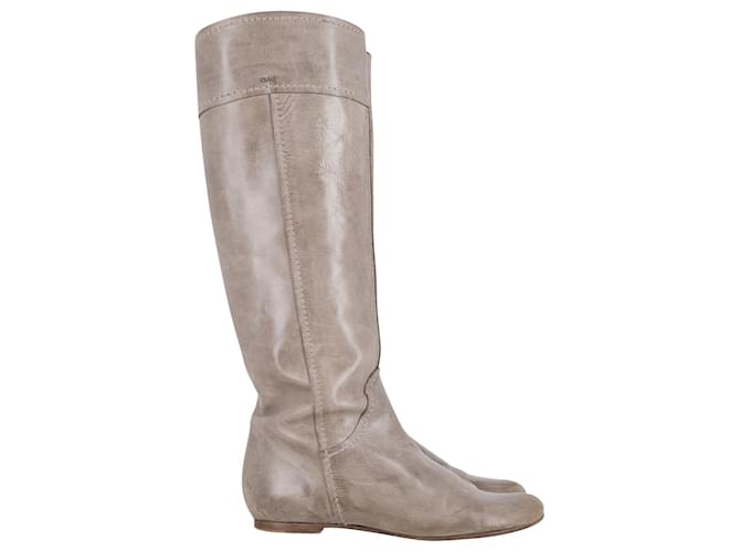 Chloé Chloe Heloise Knee Length Boots in Grey Leather  ref.795932