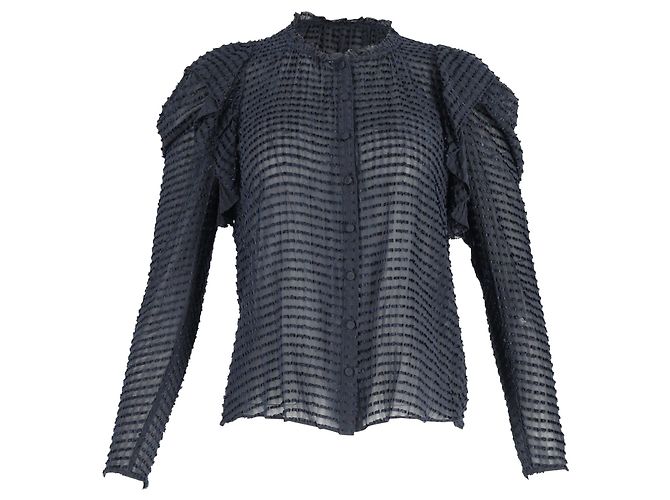 Blusa trasparente Ulla Johnson Fiona in seta blu navy