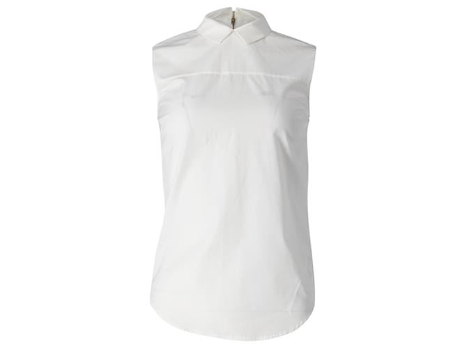 Victoria Beckham Sleeveless Back Zip Shirt in White Cotton  ref.795952