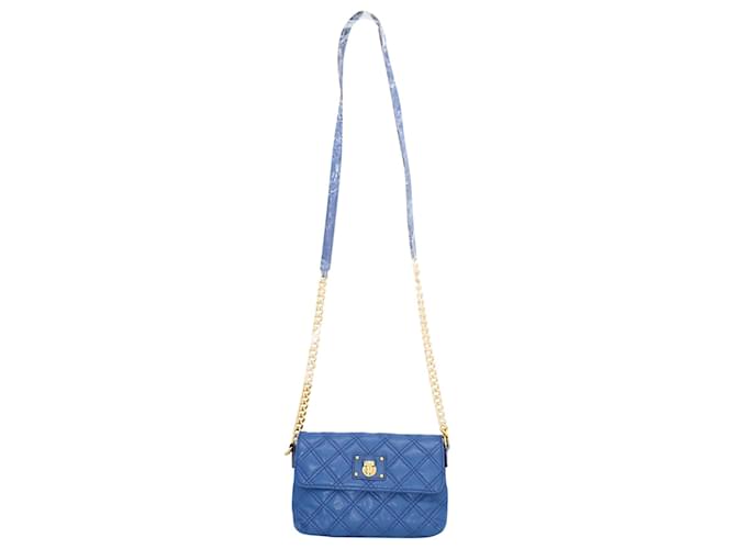 Marc Jacobs Quilted Flap Shoulder Bag in Blue Lambskin Leather  ref.795970