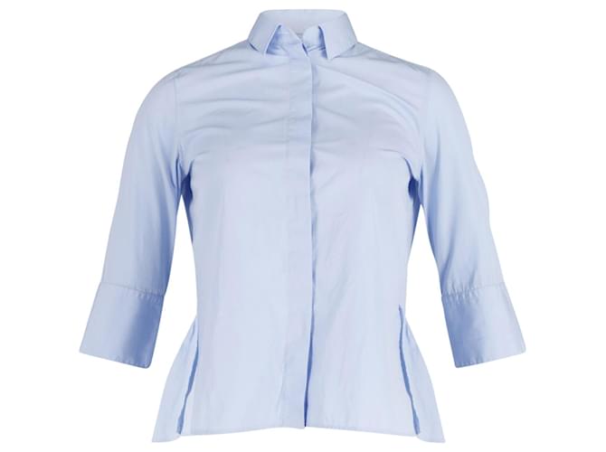 Valentino Garavani Chemise à basque dissimulée sur le devant en coton bleu Bleu clair  ref.795982