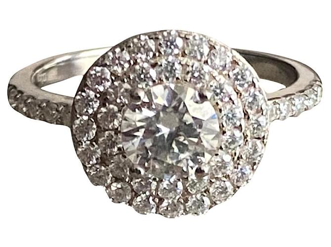 Autre Marque Rhodium plated sterling silver moissanite ring Silvery  ref.796005