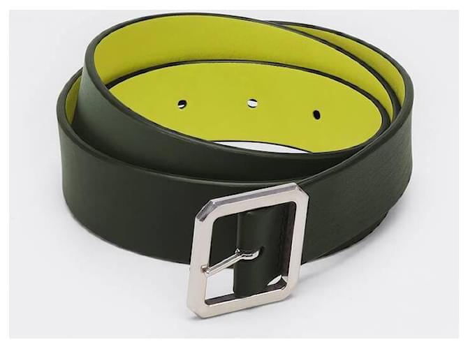 Cintura reversibile di Bottega Veneta in pelle nera e verdekiwi .  ref.796035