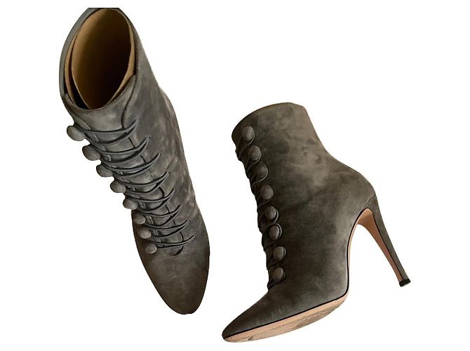 Bottines Gianvito Rossi Empire Vert Daim 37.5