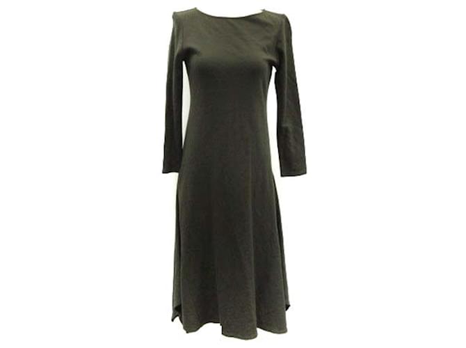 Theory Luxe Wool Khaki Asymmetric Dress  ref.796502