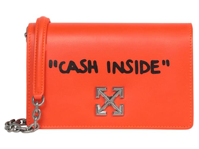 Off-White Leather Jitney 0.7 Cash Inside Crossbody Bag